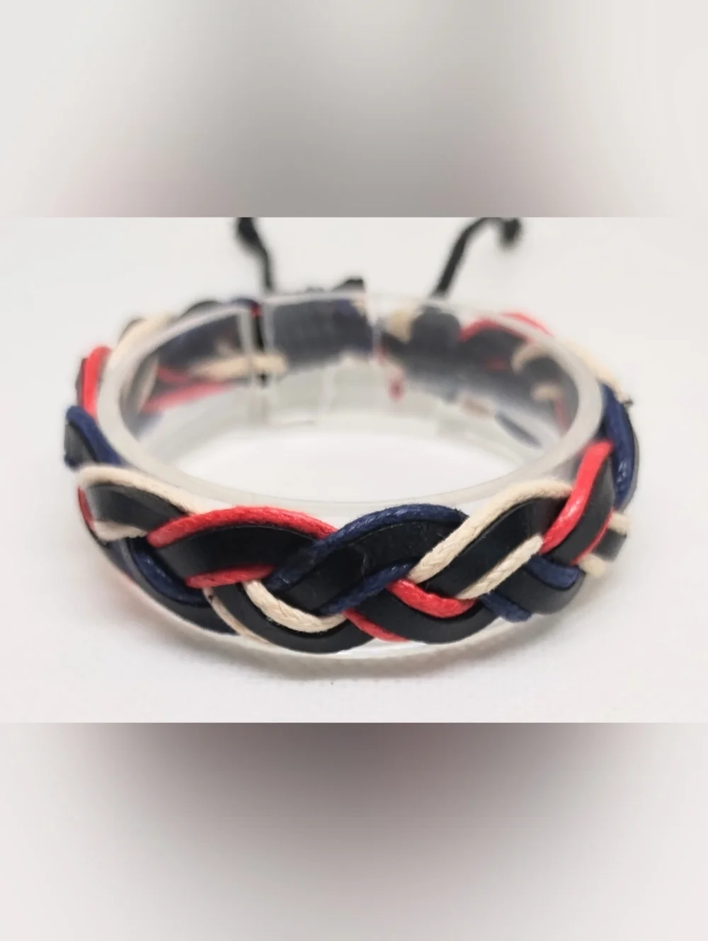 Men's Bracelet Leather Braided Black Jewelry New g2‎